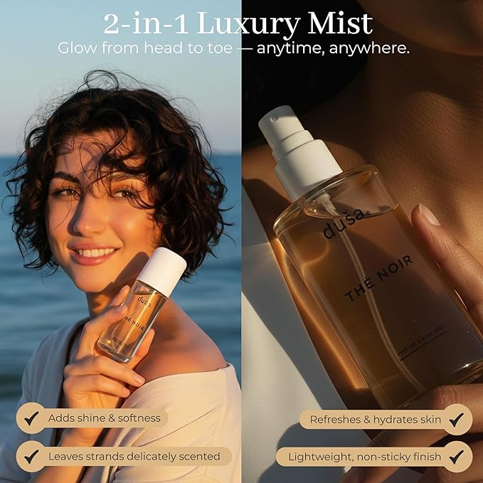 DUSA Thé Noir Hair Perfume & Body Mist for Women – Long Lasting Body and Hair Mist, Vacation Spray & Perfume para el Cabello de Mujer with Nourishing Oil, 100 ml